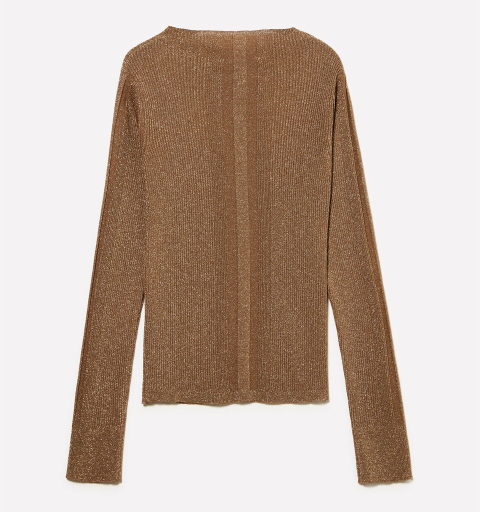 Beiger Pullover mit Lurex - rundhalspullover für damen - Braun | Sisley image number 6